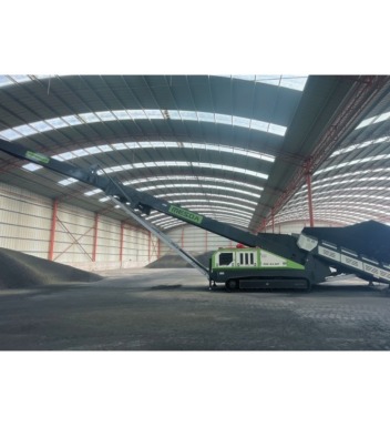 二手Mesda B210F履带式移动破碎机100t/h带给料机和皮带输送机可移动骨料碎石机