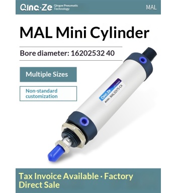 迷你圆形小型铝合金气缸 MAL16 20 25 32 40X25X75X100X150X200X50